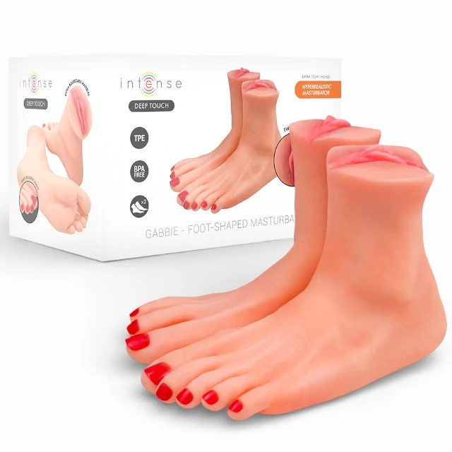 Masturbator manual INTENSE Gabbie Two Piece Foot, cu design anatomic al picioarelor, interior texturat, culoarea pielii, din TPE