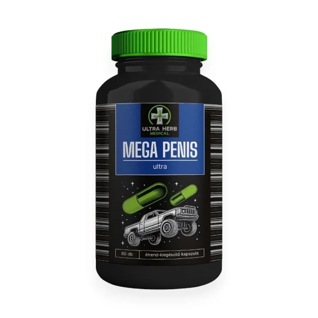 Capsule ULTRA HERB MEDICAL Mega Penis, susține mărirea penisului și performanța masculină, cu L-arginină și extract de Damiana, 60 buc