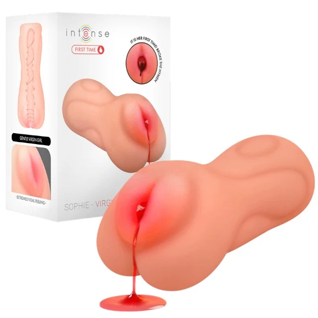 Masturbator realistic INTENSE Sophie Virgin Masturbator, simulare vaginală, cu funcție de sângerare, din TPE, culoarea pielii