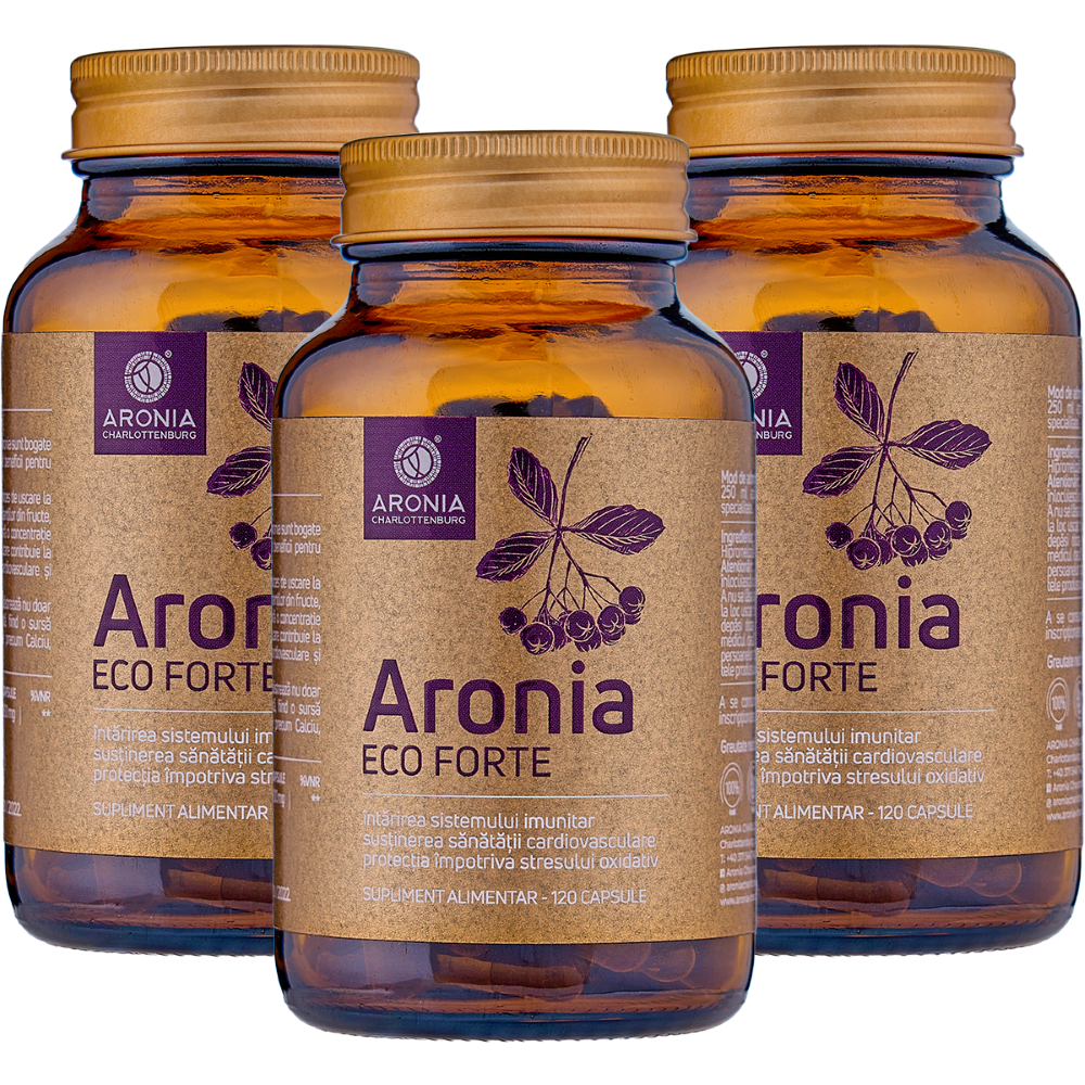 PROMO: 3 Flacoane Aronia Forte 120 Capsule ECO