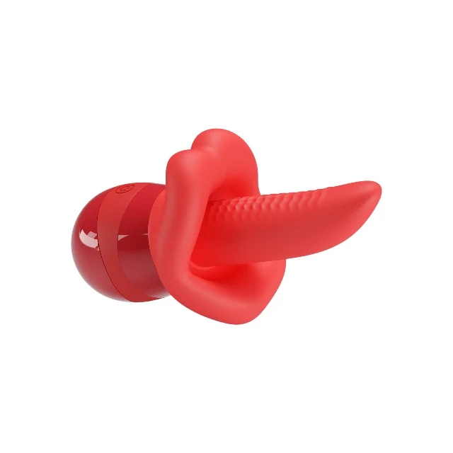 Stimulator clitoris PRETTY LOVE Obelia, cu 10 funcții de vibrație, simulare sex oral, material fin și realist, culoare roșu, 13.8 cm