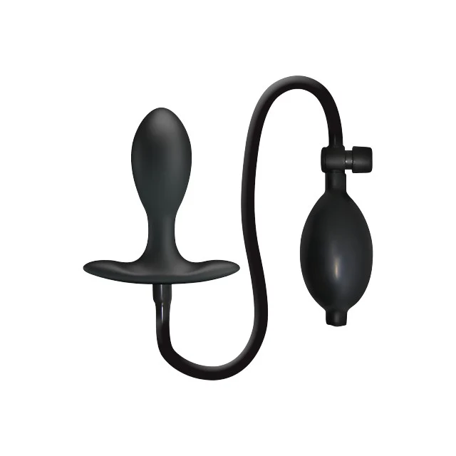 Plug anal cu pompă MR. PLAY Inflatable Anal Plug, pentru stimularea punctului P, din silicon moale, culoare negru, diametru 3.2 cm
