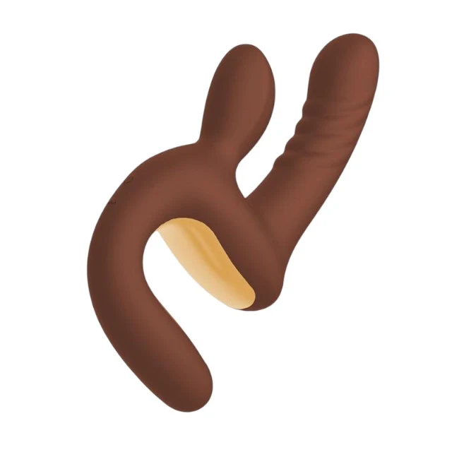 Vibrator rabbit INTOYOU Mocca, design ergonomic, 10 funcții de vibrație, 10 moduri de mișcare sus-jos, rezistent la apă, maro, 17.5 cm