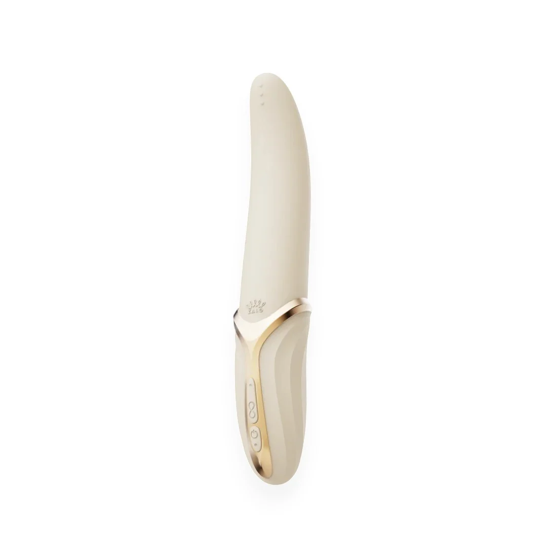 Vibrator ZALO EVE Oral Pleasure, în formă de limbă, cu funcție de încălzire, 6 funcții de vibrație, din silicon lichid, lungime 22 cm, crem