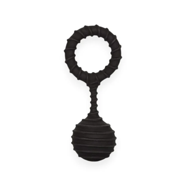 Inel cu greutate pentru penis COLT Weighted Ring Large, din silicon elastic, cu bilă de 110 grame, diametru inserabil 3.25 cm, negru