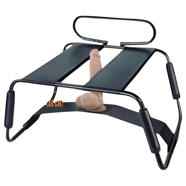 Scaun pentru sex BLUSH Temptasia Surrender Sex Chair, mobilier erotic pentru poziții sexuale, cu dildo vibrator inclus, negru