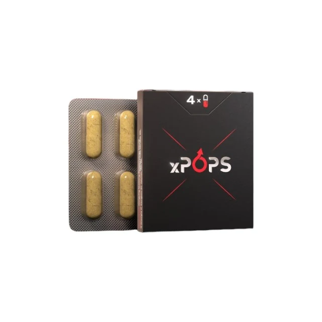 Supliment alimentar xPOPS, sub formă de capsule, ajută la susținerea potenței și erecției, cu ghimbir și palmier pitic, 4 buc