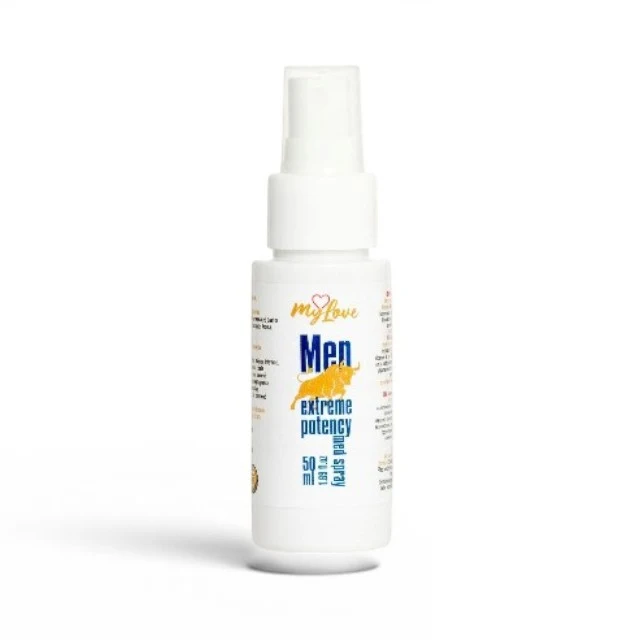 Spray MYLOVE Men Extreme Potency Med Spray, pentru creșterea potenței și lubrifiere, cu efect de încălzire, miros de cafea, 50 ml
