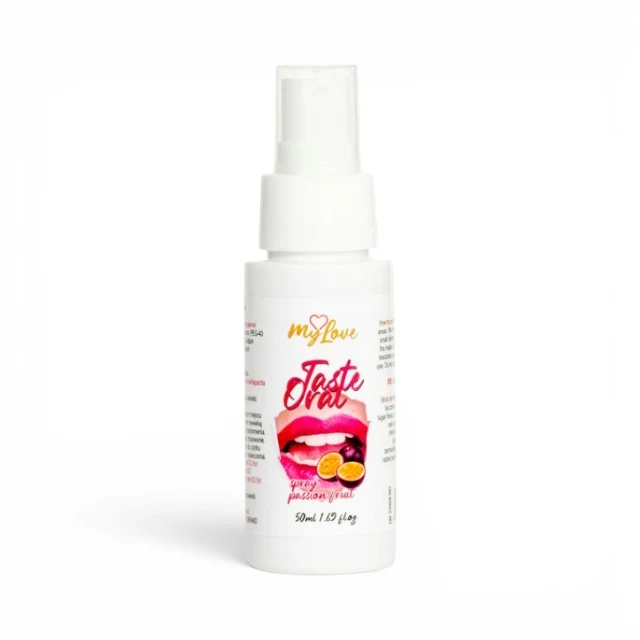 Spray MYLOVE Taste Oral Spray Passion Fruit, pentru sex oral, textură non-lipicioasă, aromă de fructul pasiunii, 50 ml