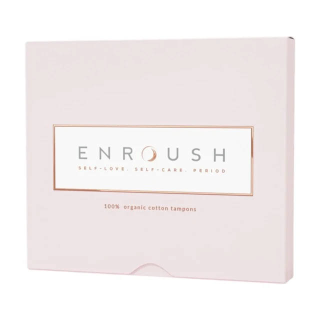 Tampoane ENROUSH 100% Organic Cotton Tampons Normal, pentru flux mediu, hipoalergenic, fără plastic. fără coloranți, 16 buc