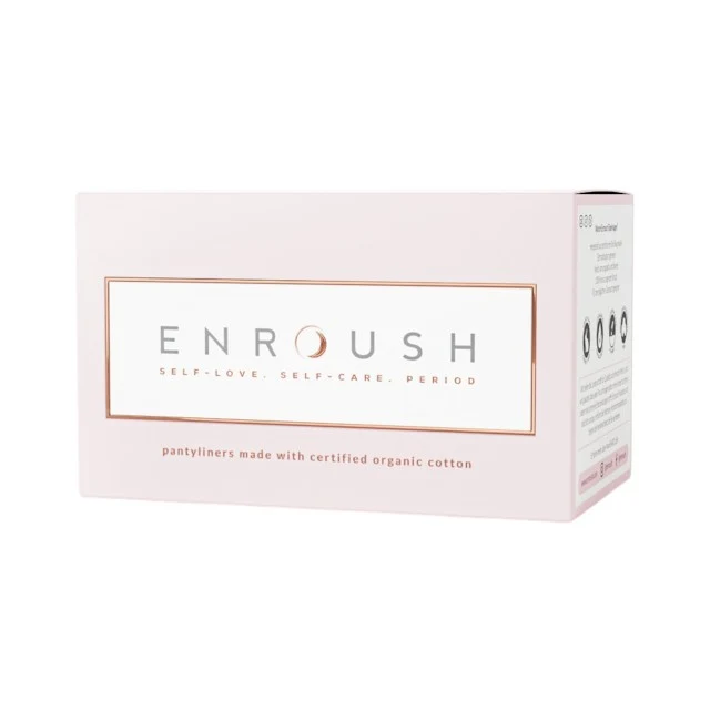Absorbante zilnice ENROUSH Pantyliners, cu bumbac 100% organic, ultra-subțiri, hipoalergenice, cu pH echilibrat, 24 buc