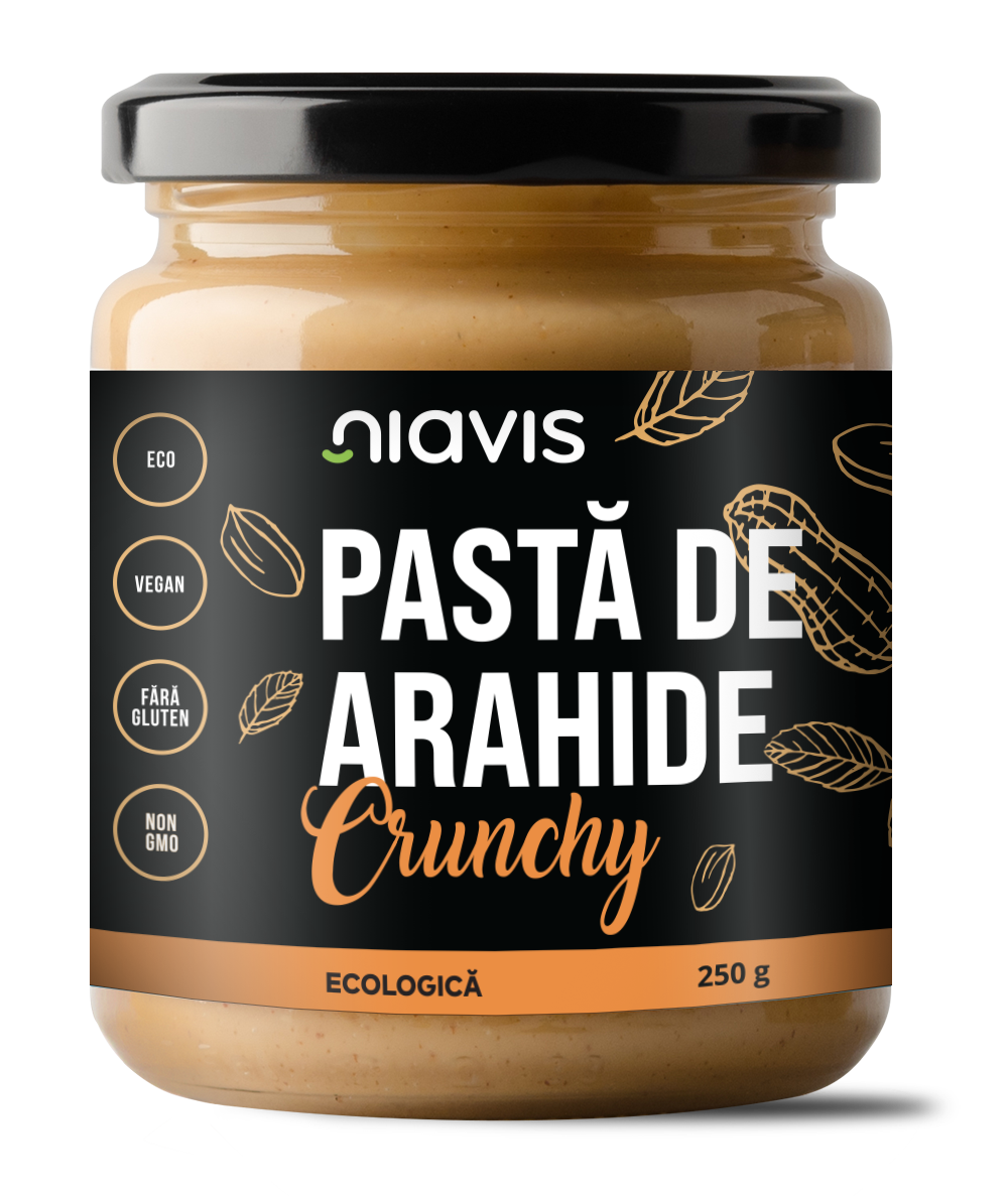 Pasta de arahide crunchy ecologic, 250g, Niavis