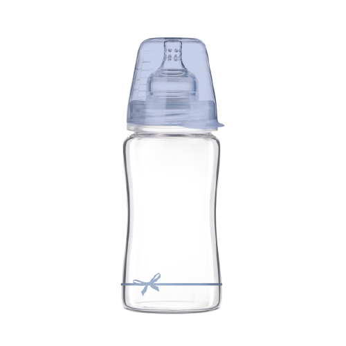 Biberon sticla baieti Diamond Glass Baby Shower, 250ml, LOVI