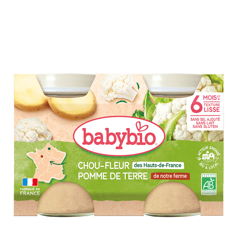 Piure de conopida si cartofi Bio, 2 x 130g, BabyBio