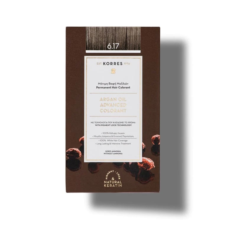 Vopsea de par Argan Oil 6.17 Dark Blonde Beige, 50ml, Korres