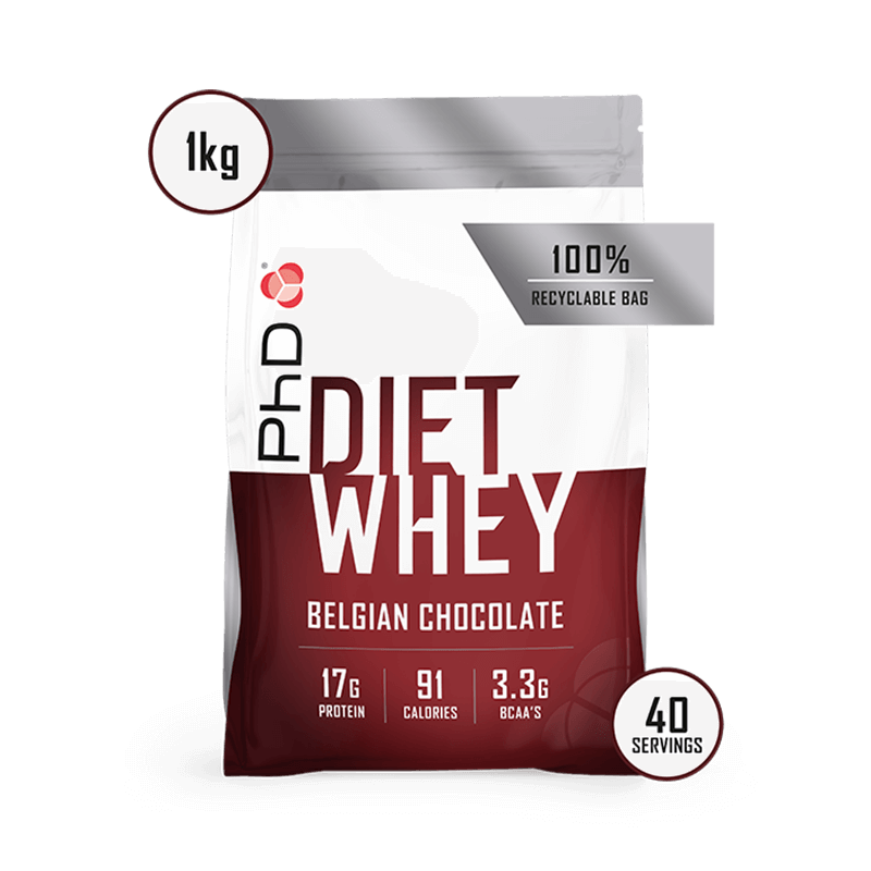 Pudra proteica cu aroma de ciocolata belgiana Diet Whey, 1kg, PhD