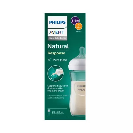 Biberon sticla pentru 3 - 6 luni Natural Response SCY933/01, 240ml, Philips Avent