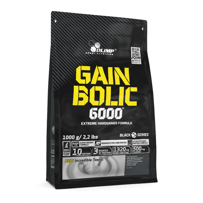 Gainer pudra proteica proteine din zer Gain Bolic 6000 Vanilie, 1kg, Olimp Sport Nutrition