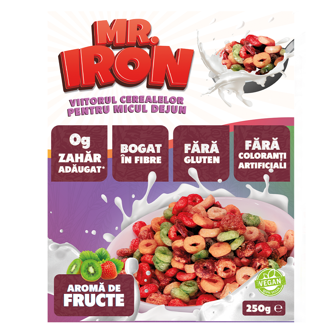 Cereale din ovaz fara zahar si fara gluten Fructe inghetate, 250g, Mr. Iron