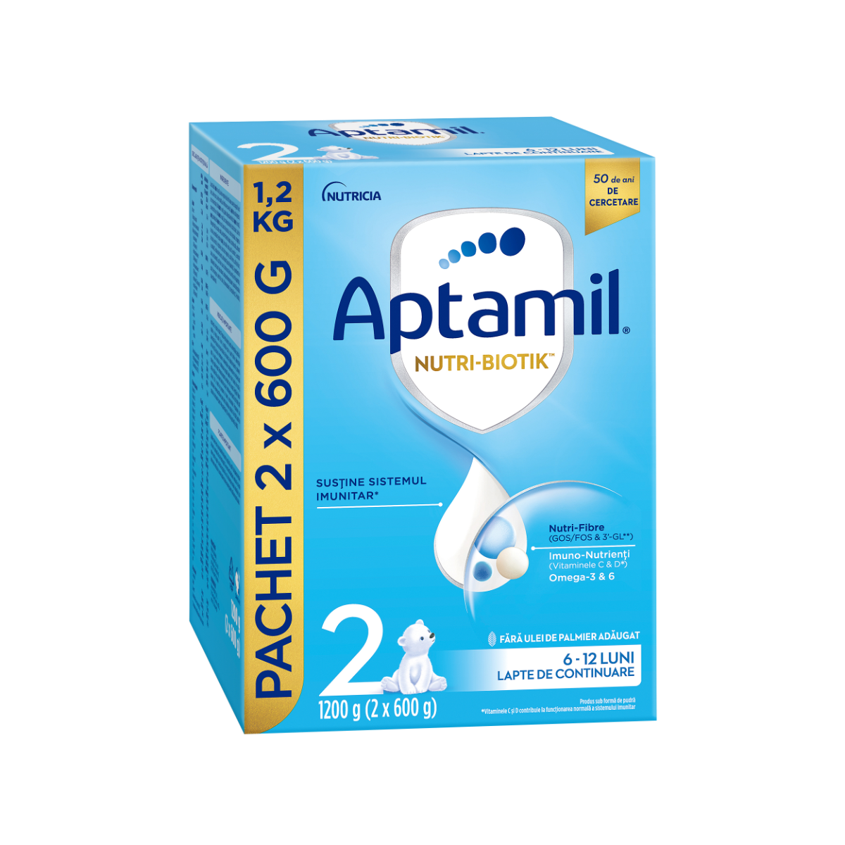 Lapte de continuare pentru 6-12 luni NUTRI-BIOTIK 2, 1200g, Aptamil