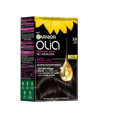Vopsea de par permanenta fara amoniac 3.0 Soft Black Olia , 174ml, Garnier