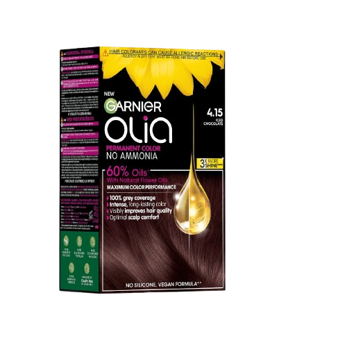 Vopsea de par permanenta fara amoniac 4.15 Iced Chocolate Olia, 174ml, Garnier