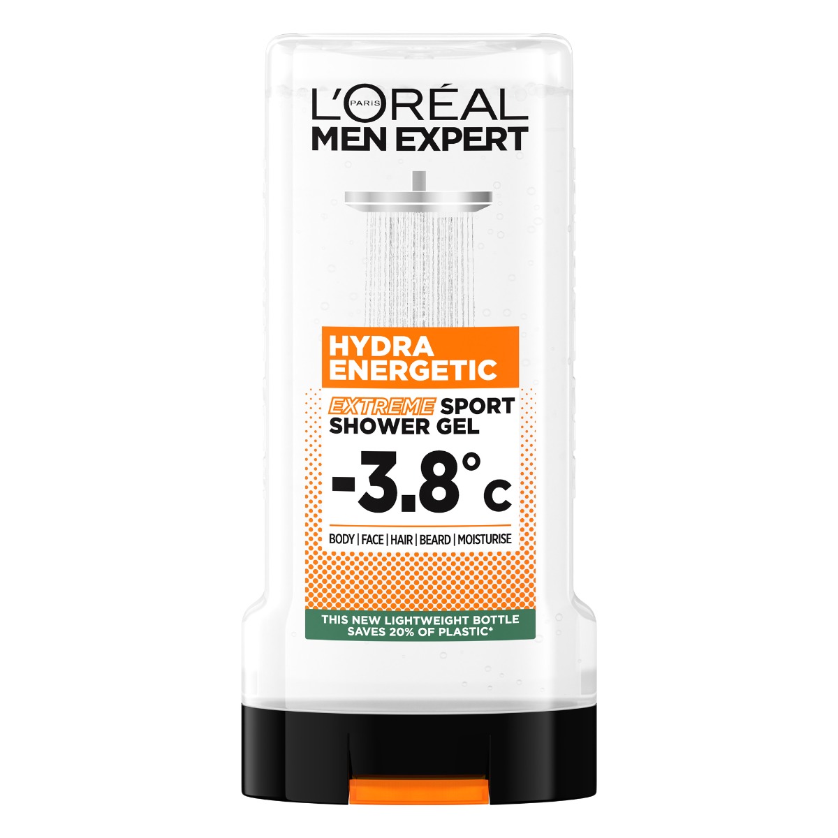 Gel de dus pentru fata, corp si barba Hydra Energetic Extreme Sport, 300ml, L'Oreal Men Expert