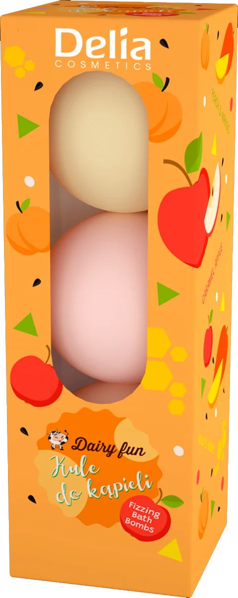 Bombe baie Lapte&Caramel&Piersica Dairy fun, 3x100g, Delia Cosmetics