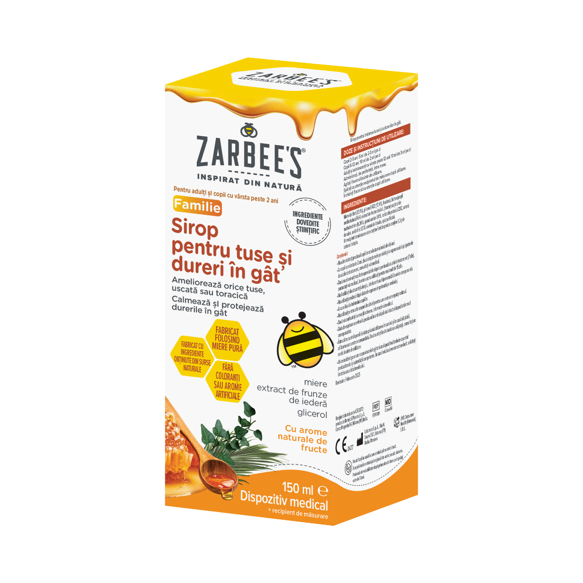 Sirop pentru tuse si dureri in gat, 150ml, Zarbee's