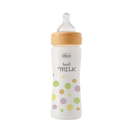 Biberon cu tetina din silicon si flux mediu Perfect Easy Fetite, 250ml, Chicco