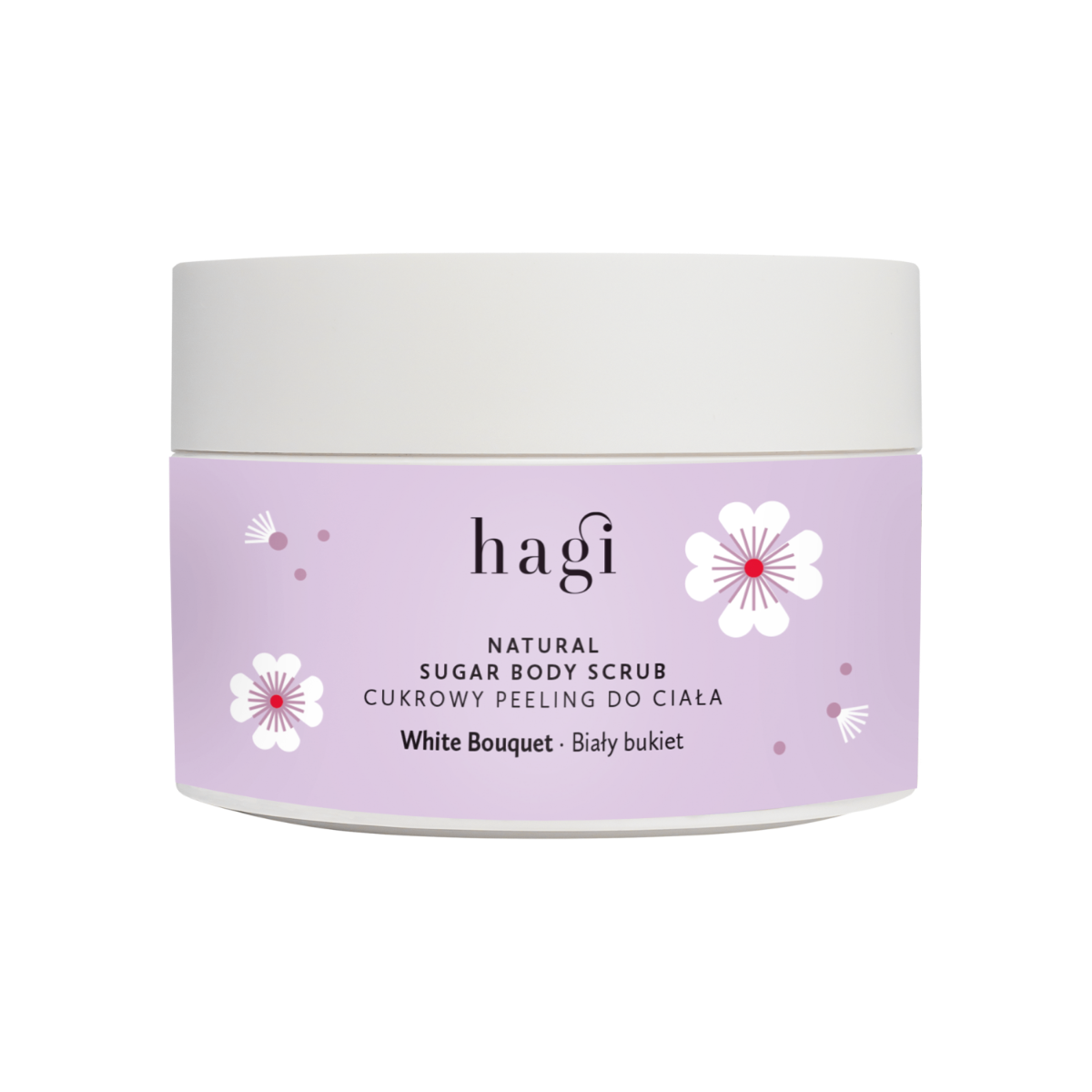 Scrub natural pentru corp cu zahar White Bouquet, 200g, Hagi
