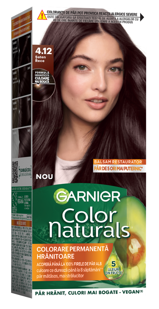 Vopsea de par permanenta Color Naturals 4.12 Saten Rece, 112ml, Garnier