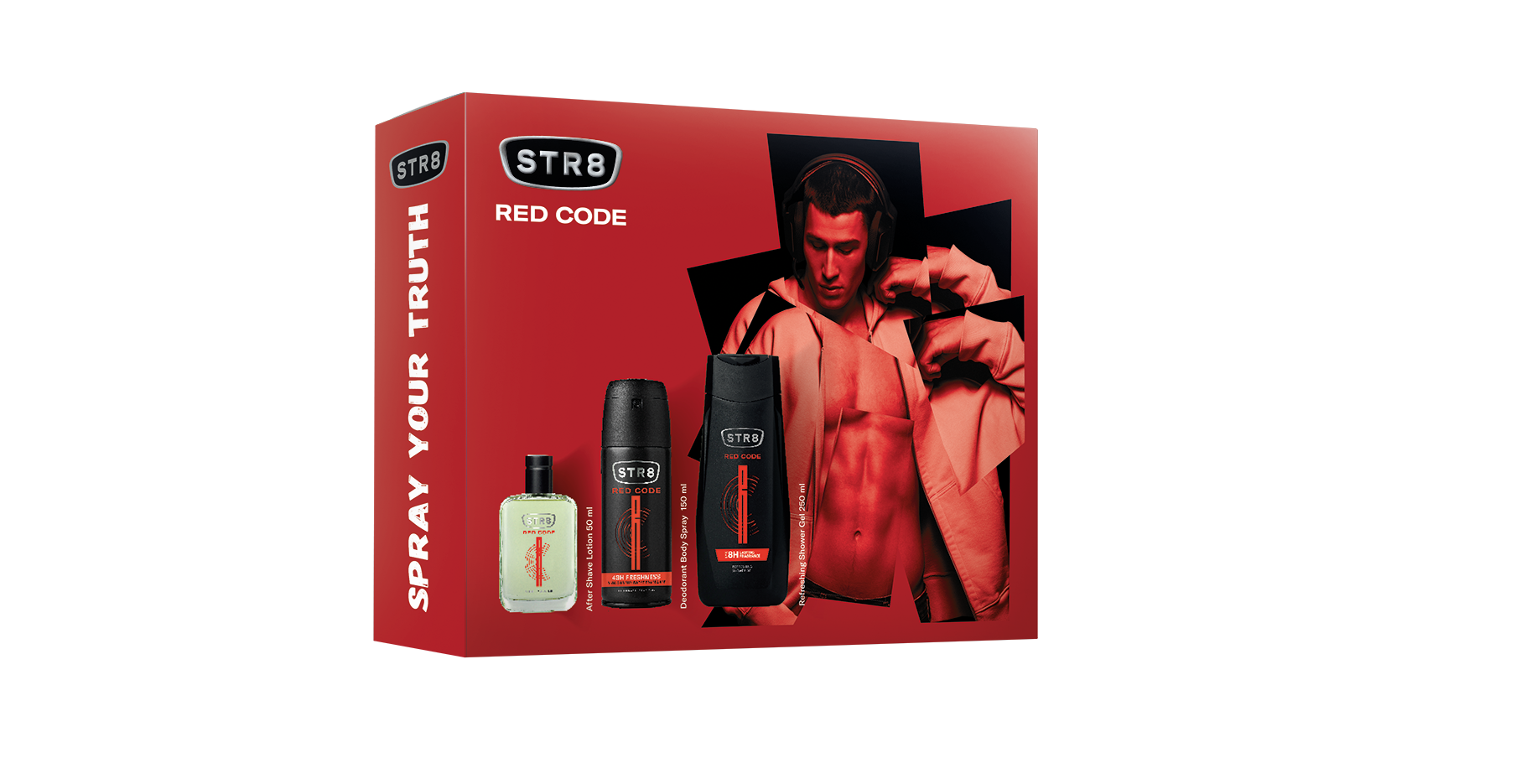 Set Red Code Lotiune dupa ras 50ml + Deodorant spray pentru corp 150ml + Gel de dus 250ml, 1 bucata, STR8