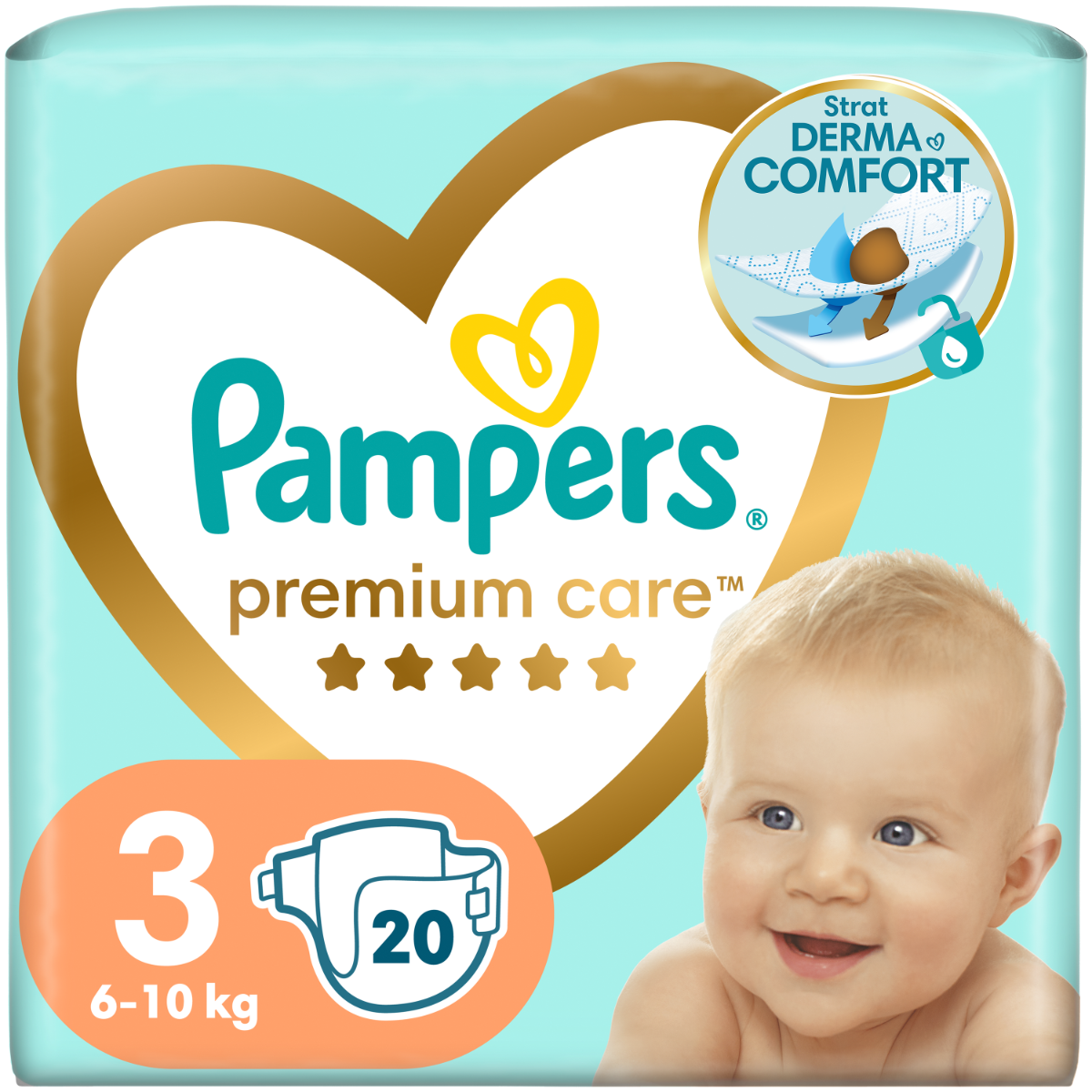 Scutece pentru copii Premium Care, Marimea 3, 5-9 kg, 20 bucati, Pampers