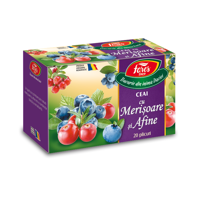 Ceai de merisoare si afine, 20 de plicuri, Fares